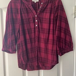 Nation LTD Red Plaid Button-Up Blouse